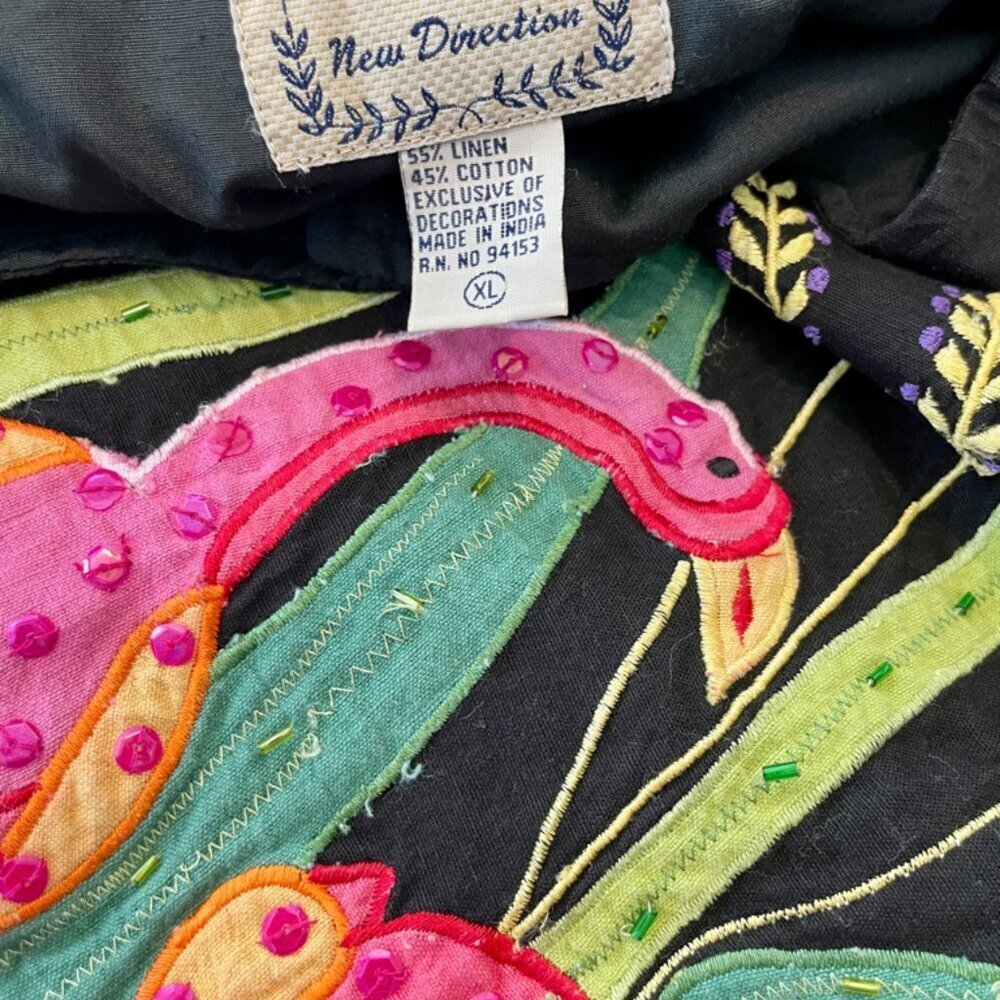 90’s Y2K FLAMINGO ALL OVER BLAZER COAT EMBROIDERED BEADED SZ XL RARE  ECLECTIC - Picture 16 of 16